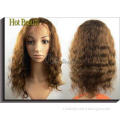 Curly Glueless Front Lace Wigs Human Hair Brown 12" - 28" G
